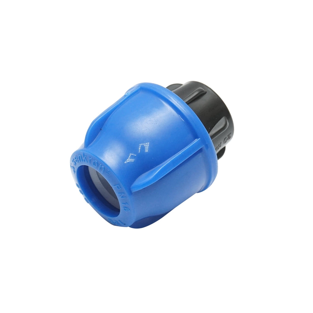 Tappo di compressione con filettatura interna D20mm, PN16 per sistemi di irrigazione