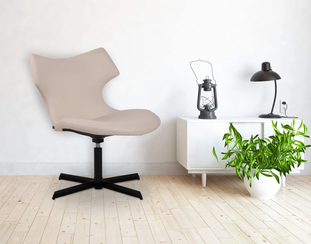 Sedia da lounge Welland in similpelle crema