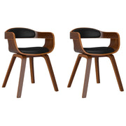 Sedie da Pranzo 2 pz | Sedie da cucina Nere in Legno Curvato e Similpelle