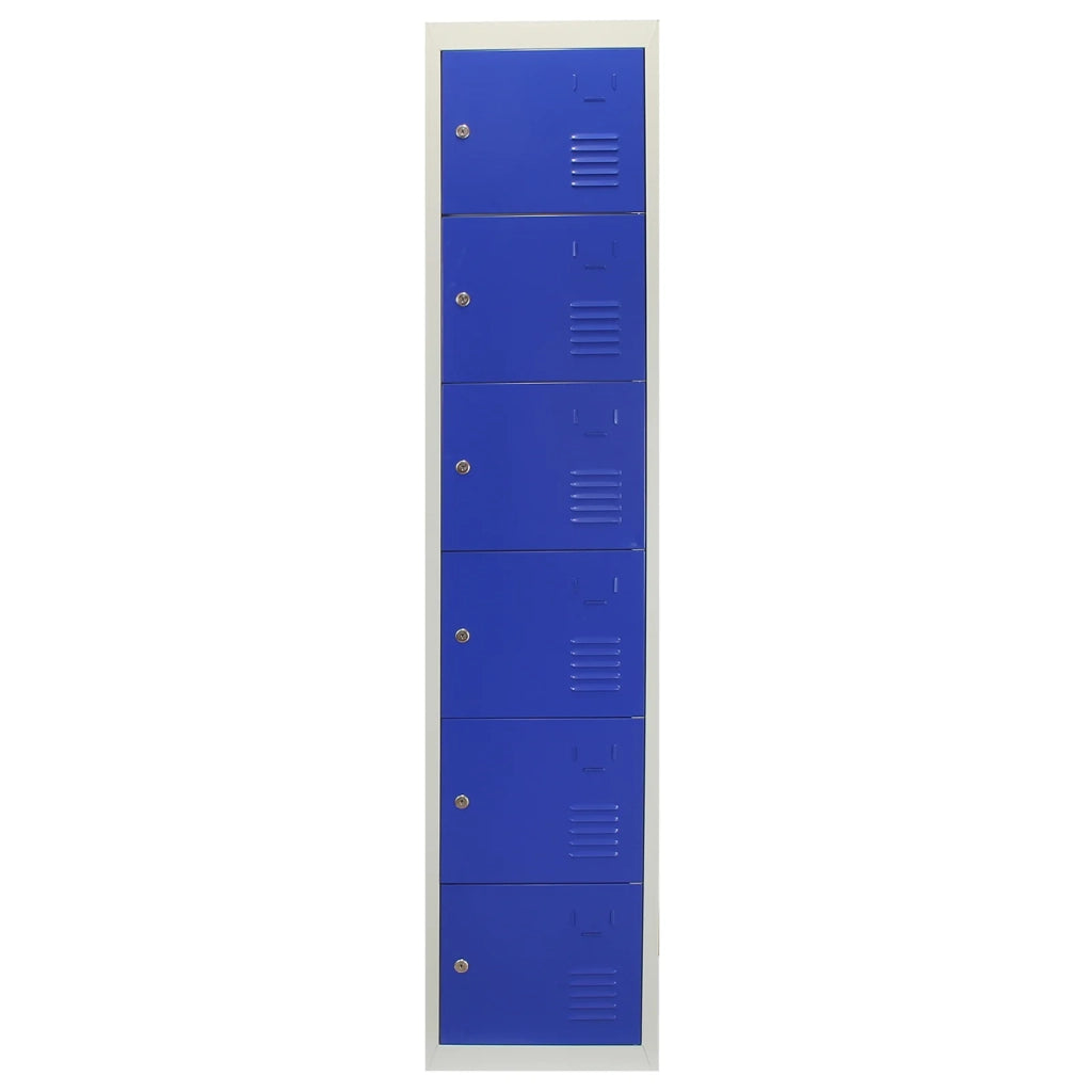 Armadietto da Montare con 6 Porte Blu in Acciaio per Scuole Palestre Spogliatoi