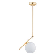 Lampada sospensione minimal oro sfera vetro bianco E14 Alfa