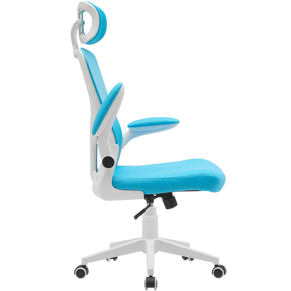 Sedia da Ufficio con Tessuto Traspirante Azzurro Poltrona da Scrivania Girevole