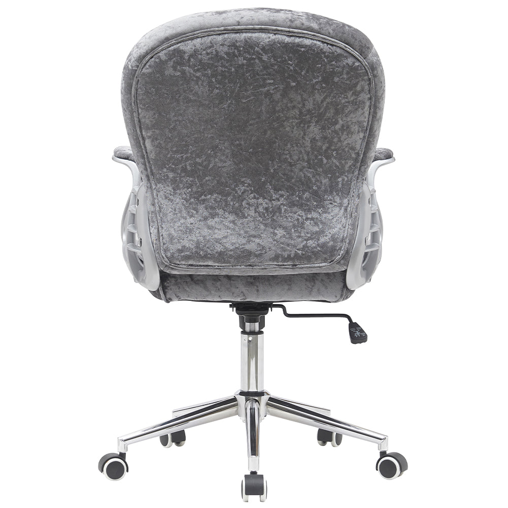 Sedia da Ufficio in Velluto Grigio Poltrona Imbottita da Scrivania con Ruote