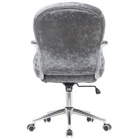 Sedia da Ufficio in Velluto Grigio Poltrona Imbottita da Scrivania con Ruote