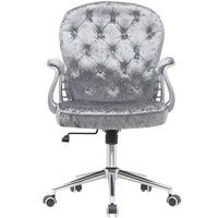 Sedia da Ufficio in Velluto Grigio Poltrona Imbottita da Scrivania con Ruote