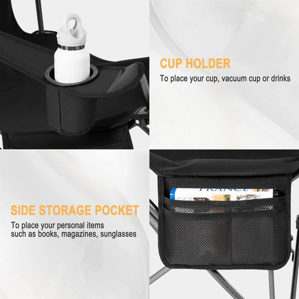 Set di 2 Sedie da Campeggio Sedie Pieghevoli Portatile Leggero, Sedia Pieghevole per esterni per Giardino, Pesca, Picnic, Nero