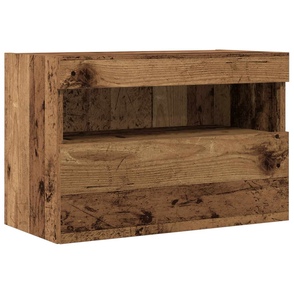 Mobile TV  con luci LED in legno vecchio 60x30x40 cm