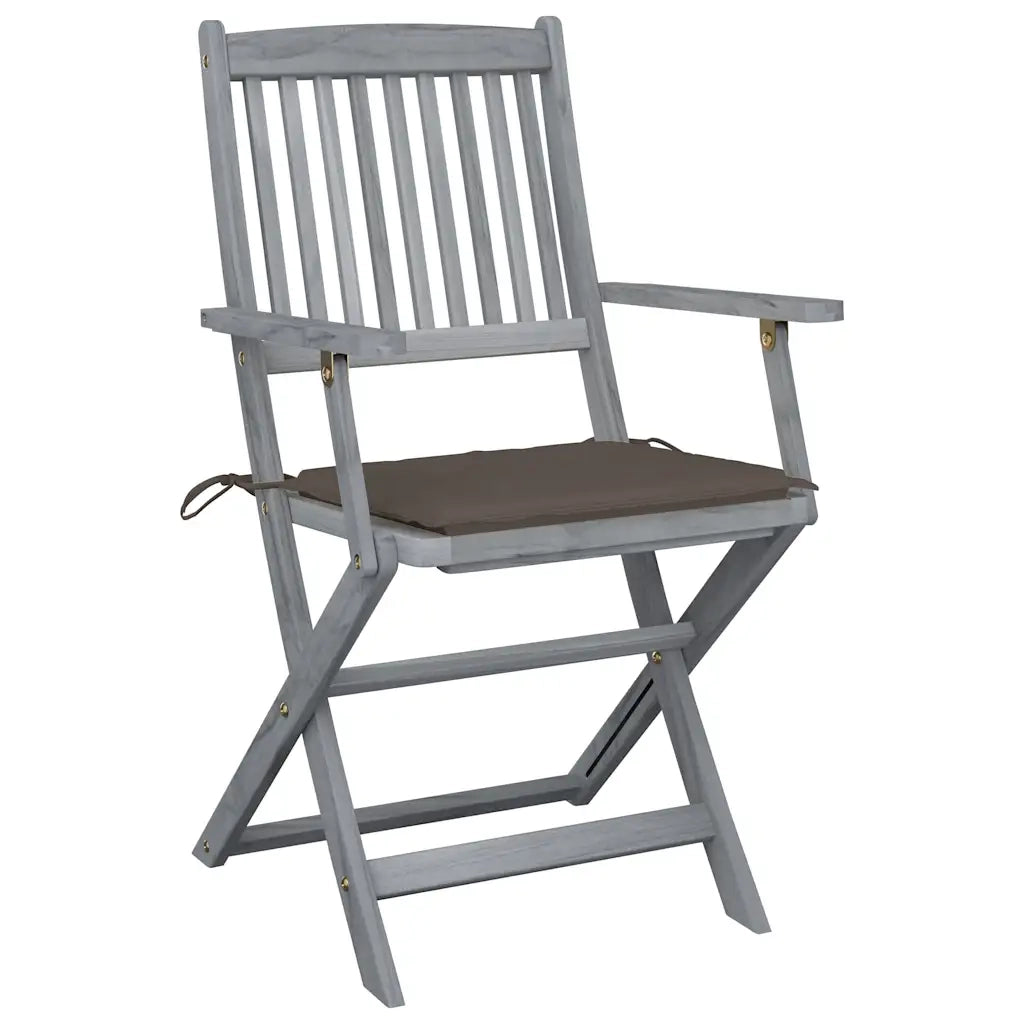 Sedie da Giardino Pieghevoli 2pz con Cuscini in Massello Acacia 3064490