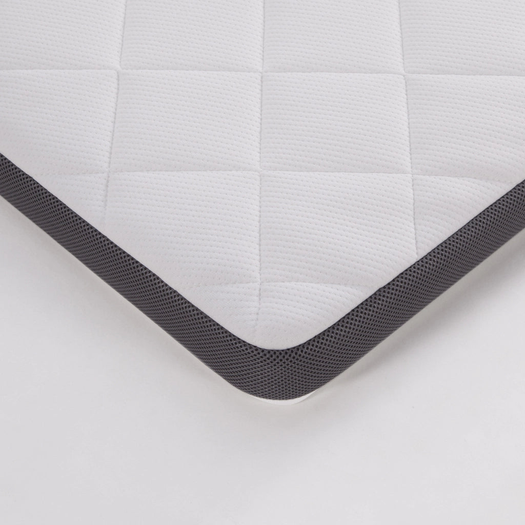 Materasso 120 × 200 cm H3 in schiuma a 7 zone, certificato OEKO-TEX, bianco e grigio