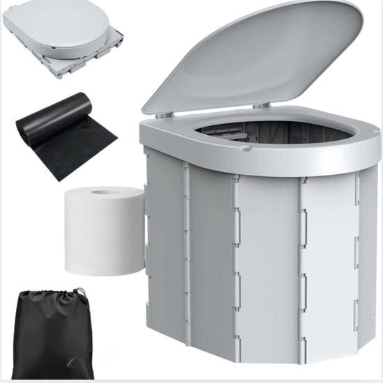 Toilet da Campeggio - Portatile, Comodo & Solido - Inclusa Copertura e Orecchiette per Cartucce di Tovaglia