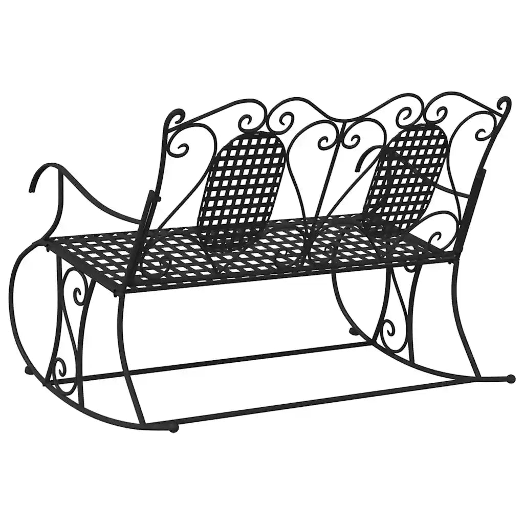 Panca da Giardino | Panchina a Dondolo a 2 Posti 113 cm Nera in Acciaio
