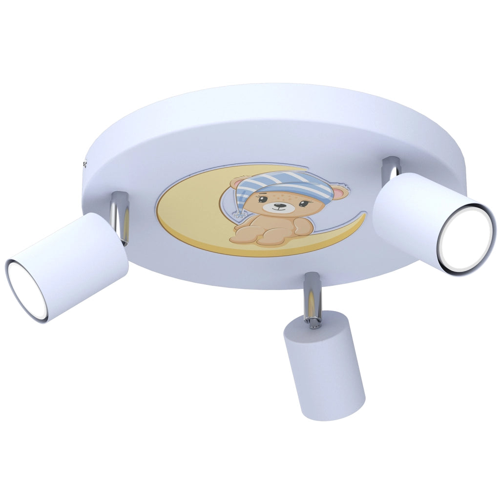 Plafoniera Luminex Fun 3 spot orientabili blu Orso Luna GU10