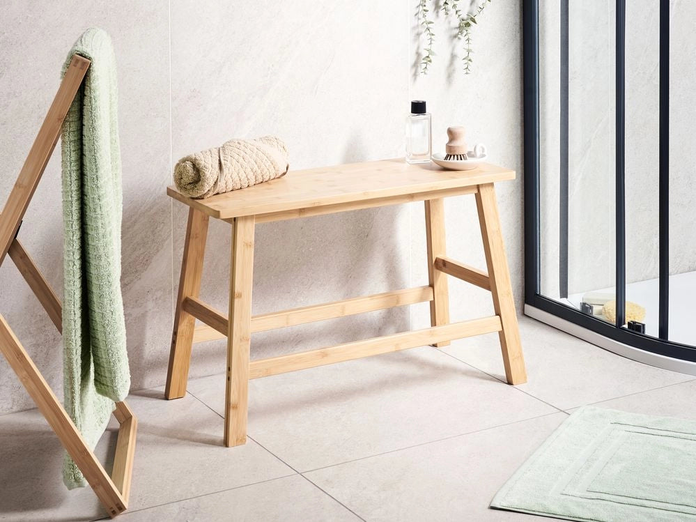 Panca di bambù per bagno Console Sgabello Minimalista marrone chiaro accessori per il bagno