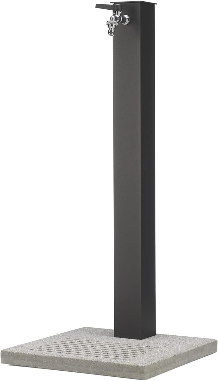 Fontana da Giardino con Rubinetto e Base in Cemento Antracite H91 Cm