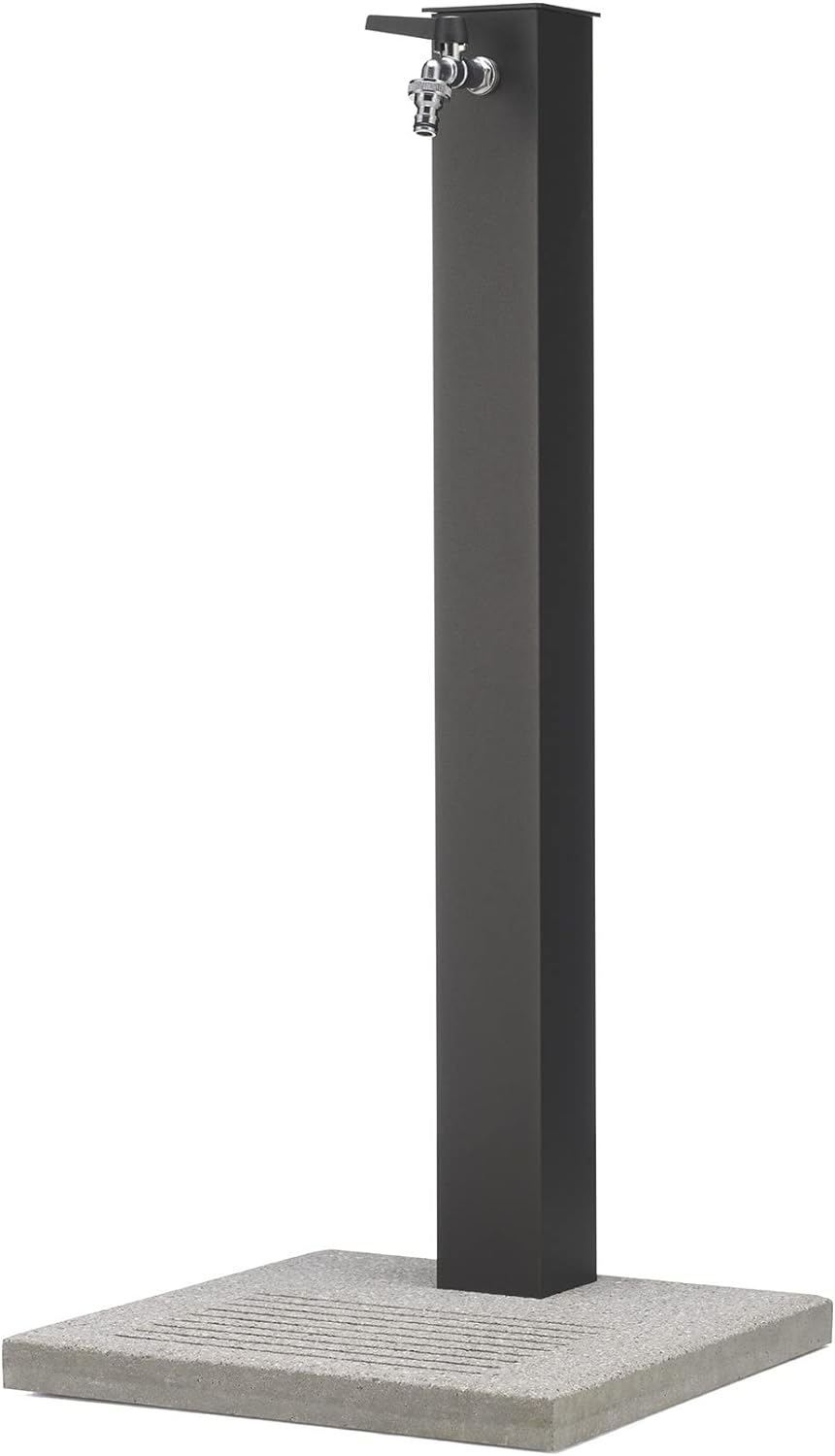 Fontana da Giardino con Rubinetto e Base in Cemento Antracite H91 Cm