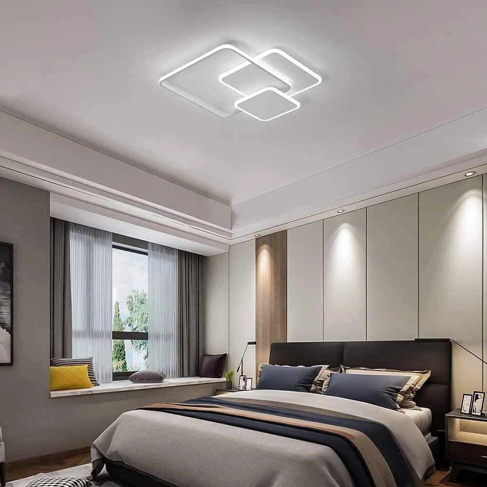 Trade Shop - Plafoniera A 3 Quadrati A Led A Tripla Colorazione Di Luce 48 W Ultra Moderno C31-3c -