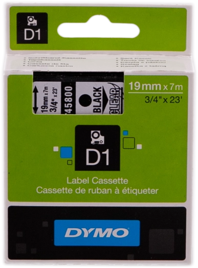 DYMO D1 etichette originali / 19 mm x 7 mm / stampa nera su trasparente / etichette autoadesive per etichettatrice LabelManager / 1 Pezzo