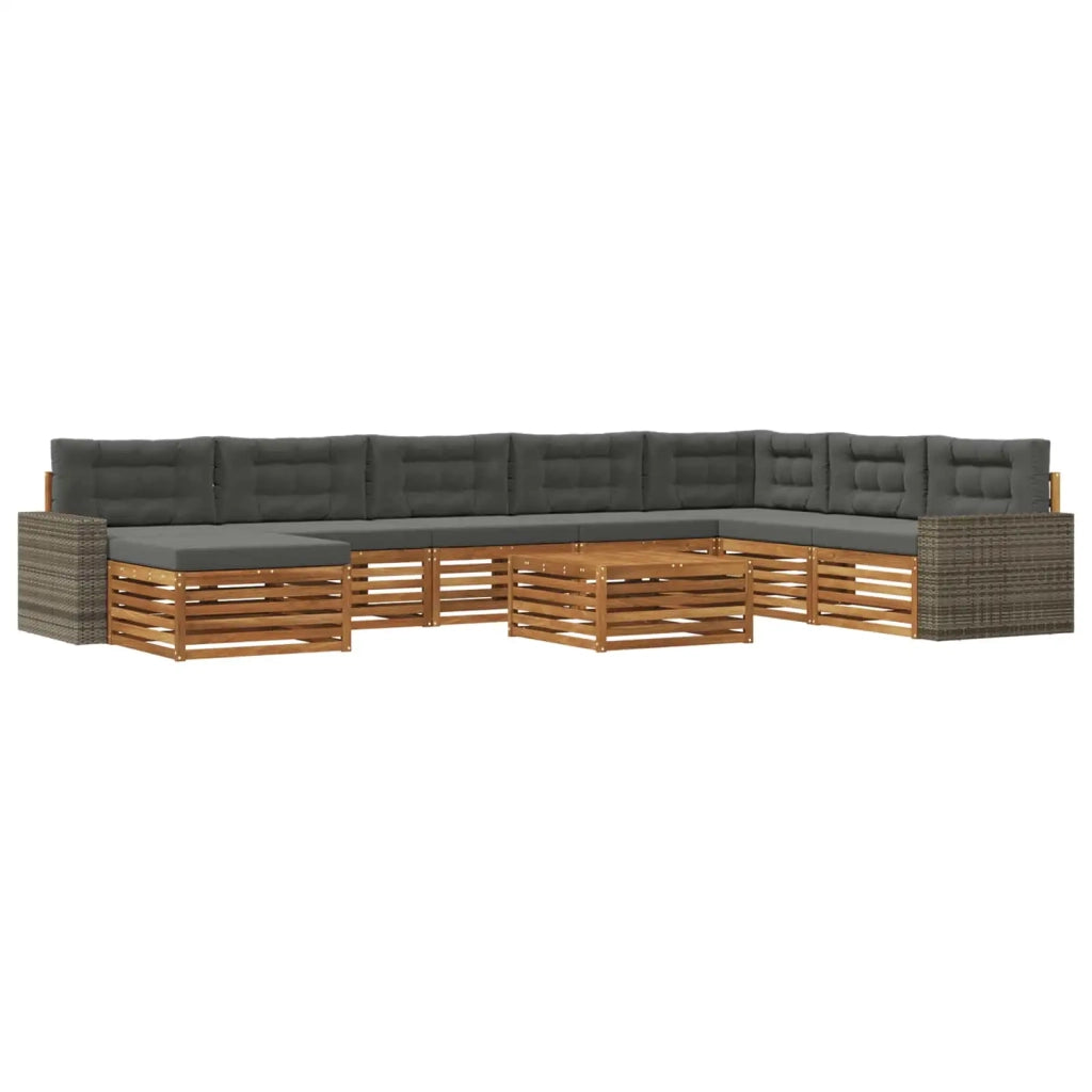Set di divani da esterno 9 pz Naturale e Antracite 3383760
