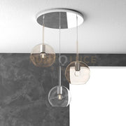 SOSP. OTTONE SAT. TONDA 3 LUCI VETRI TUTTI MEDIO (1 X TRASPARENTE + 2 X AMBRA) 1155OS-S3 TM-TA