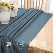 Tavolo con aspetto di tessuto lavabile impermeabile rettangolare blu 140 x 300 cm