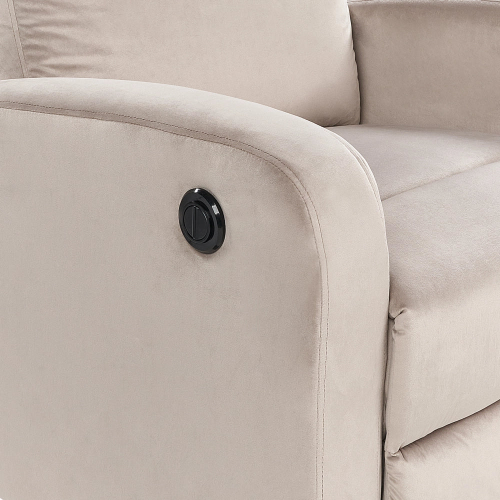 Poltrona reclinabile elettricamente in velluto bianco crema design moderno glamour soggiorno