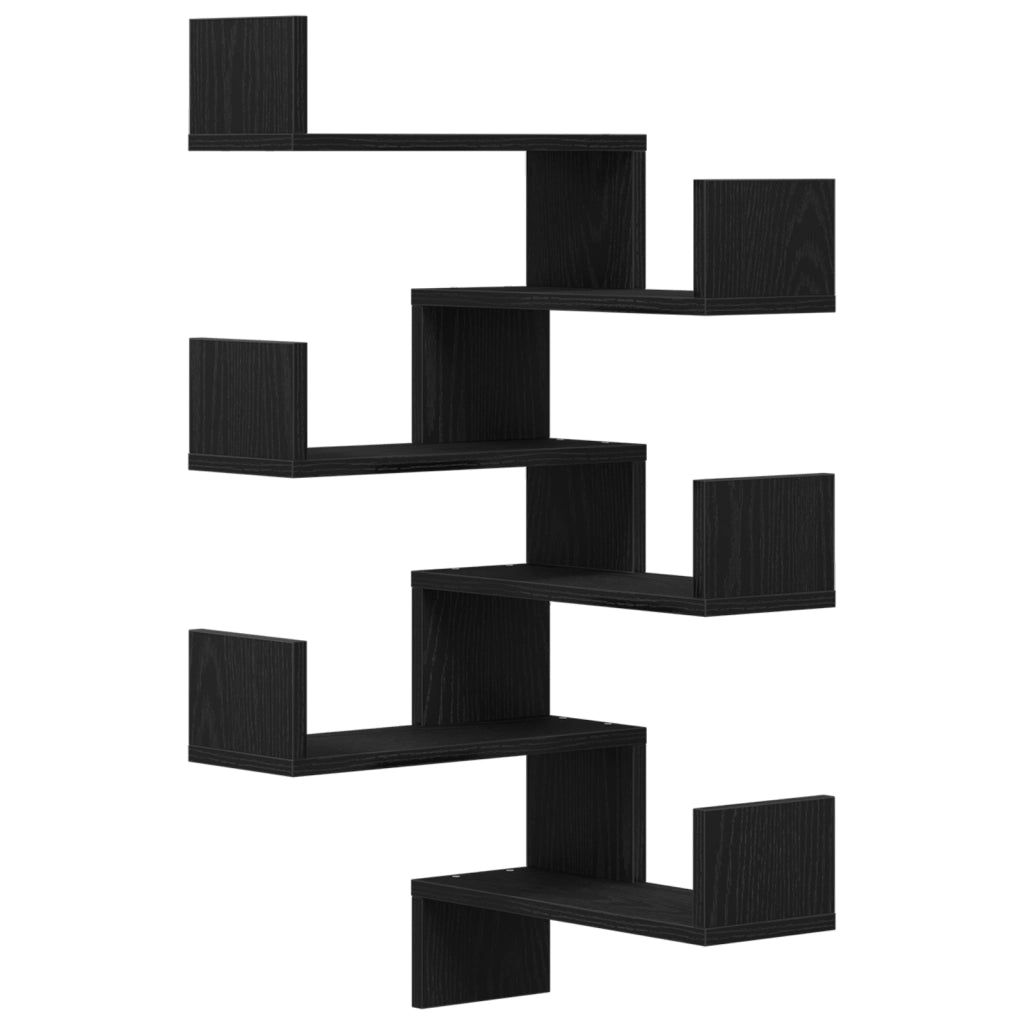 Mensole  2 pz Nero Rovere 40x40x49,5 cm Legno ingegnerizzato