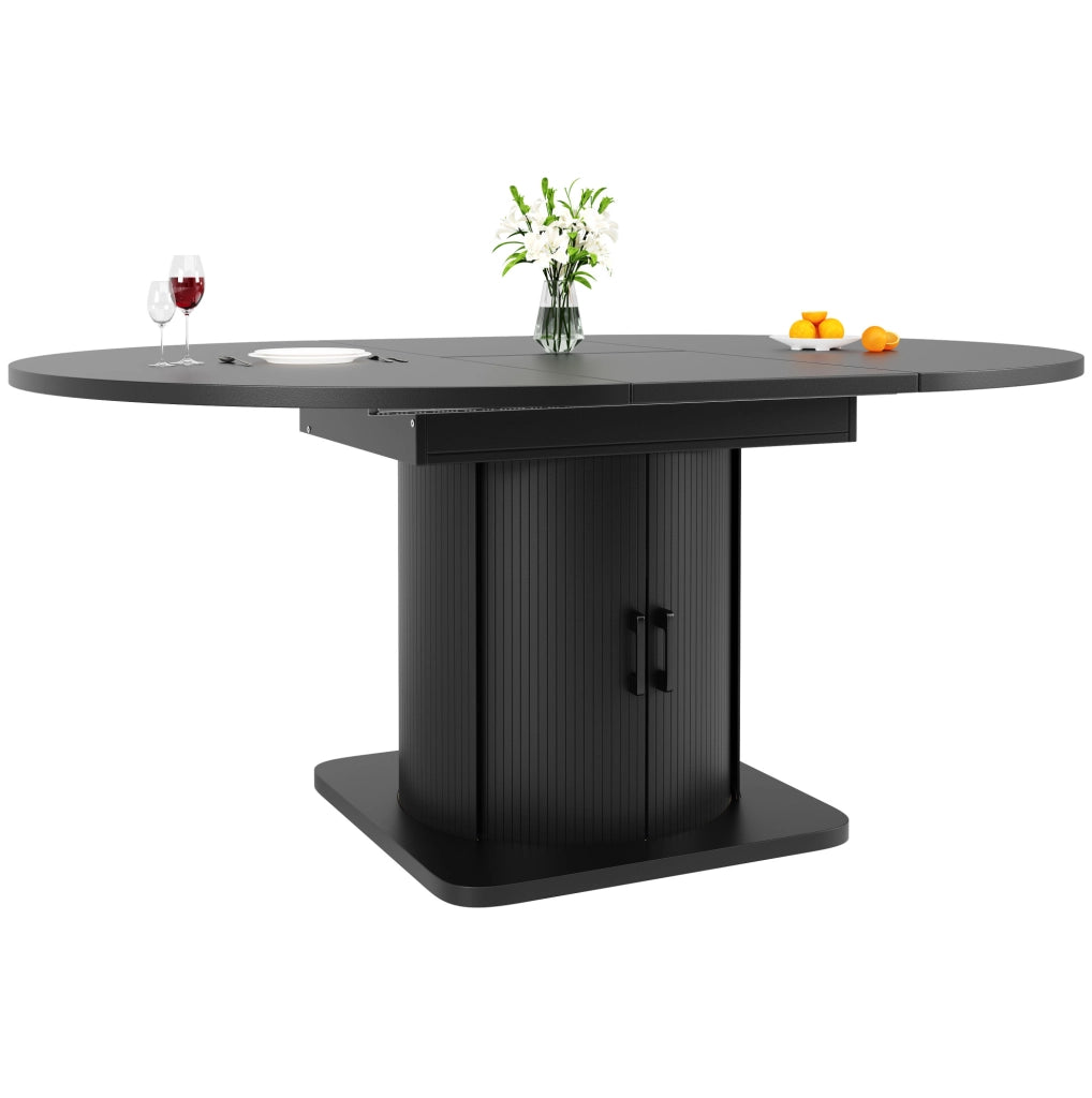 Tavolo allungabile 118-158x118x76 cm con 4 modalità; MDF nero