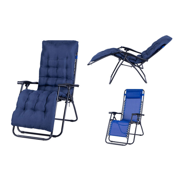 Sedia Sdraio da Esterno Giardino Elegante con Imbottitura Colore: Blu