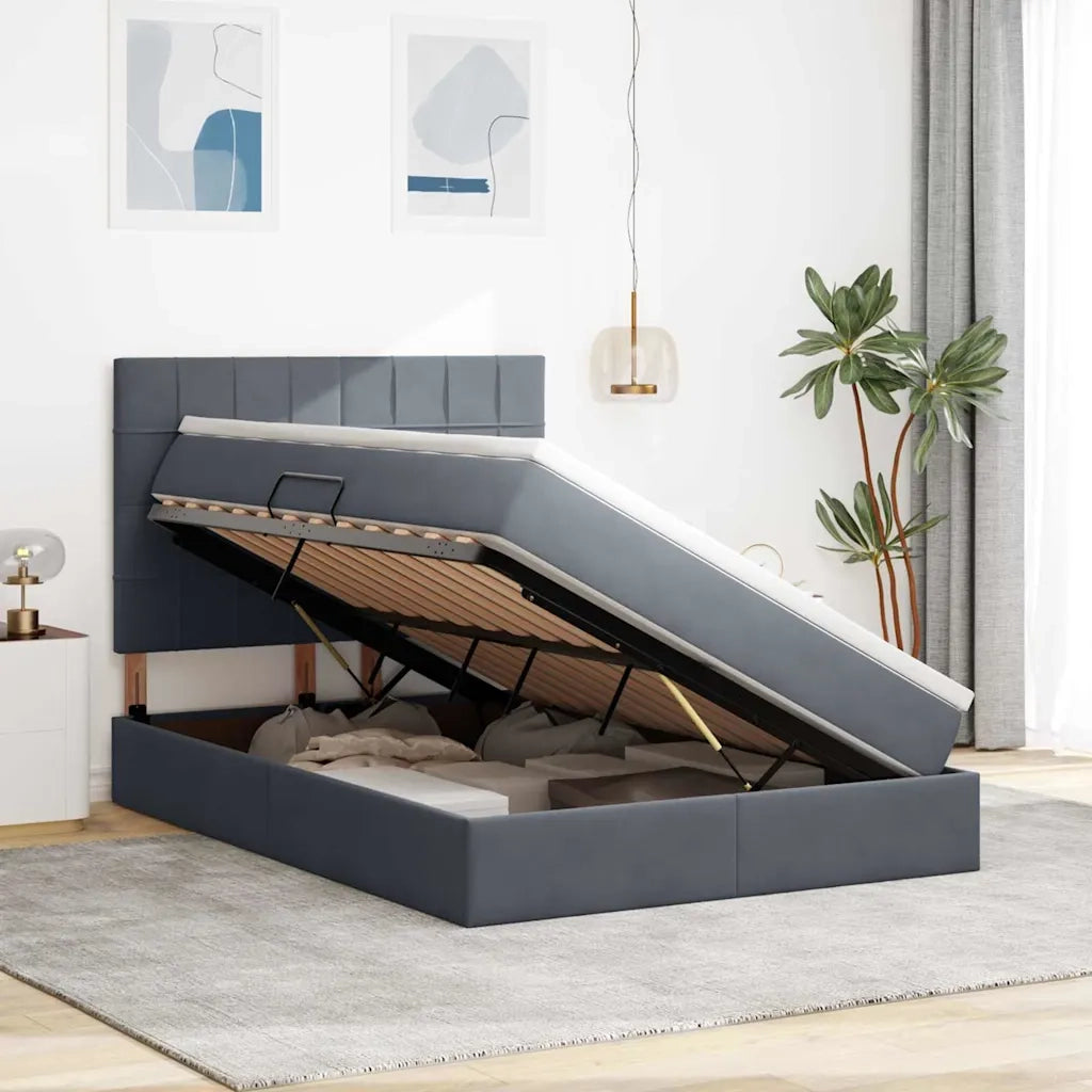 Letto con contenitore e materasso Grigio scuro 140 x 190 cm 3372028