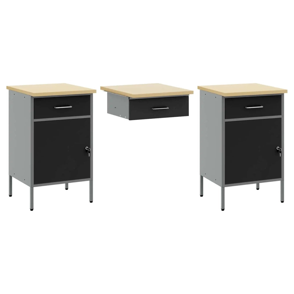 Mobile da lavoro 10 pcs Nero Legno ingegnerizzato e acciaio 3321454