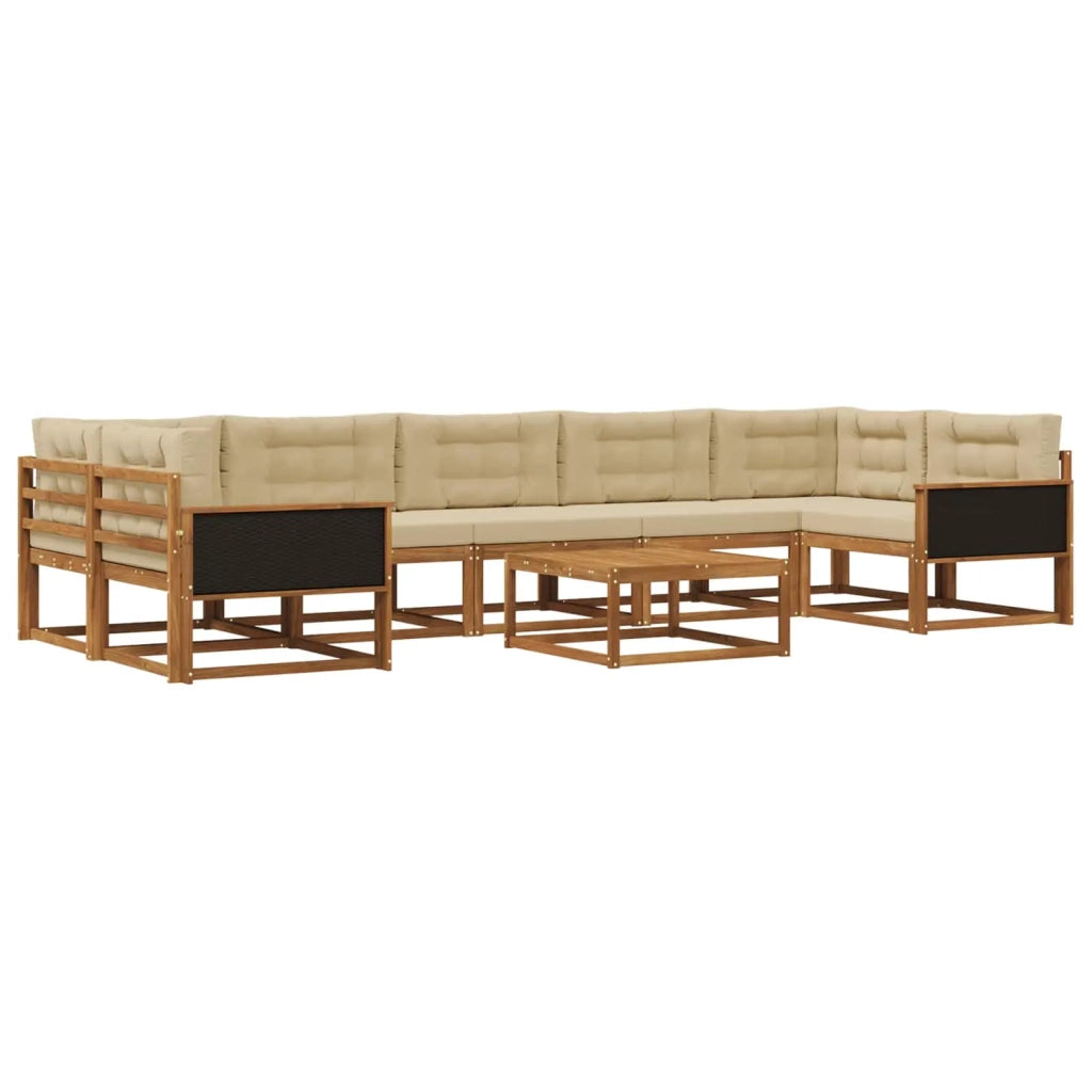 Set di divani da esterno con cuscino 8 pcs Naturale e Beige