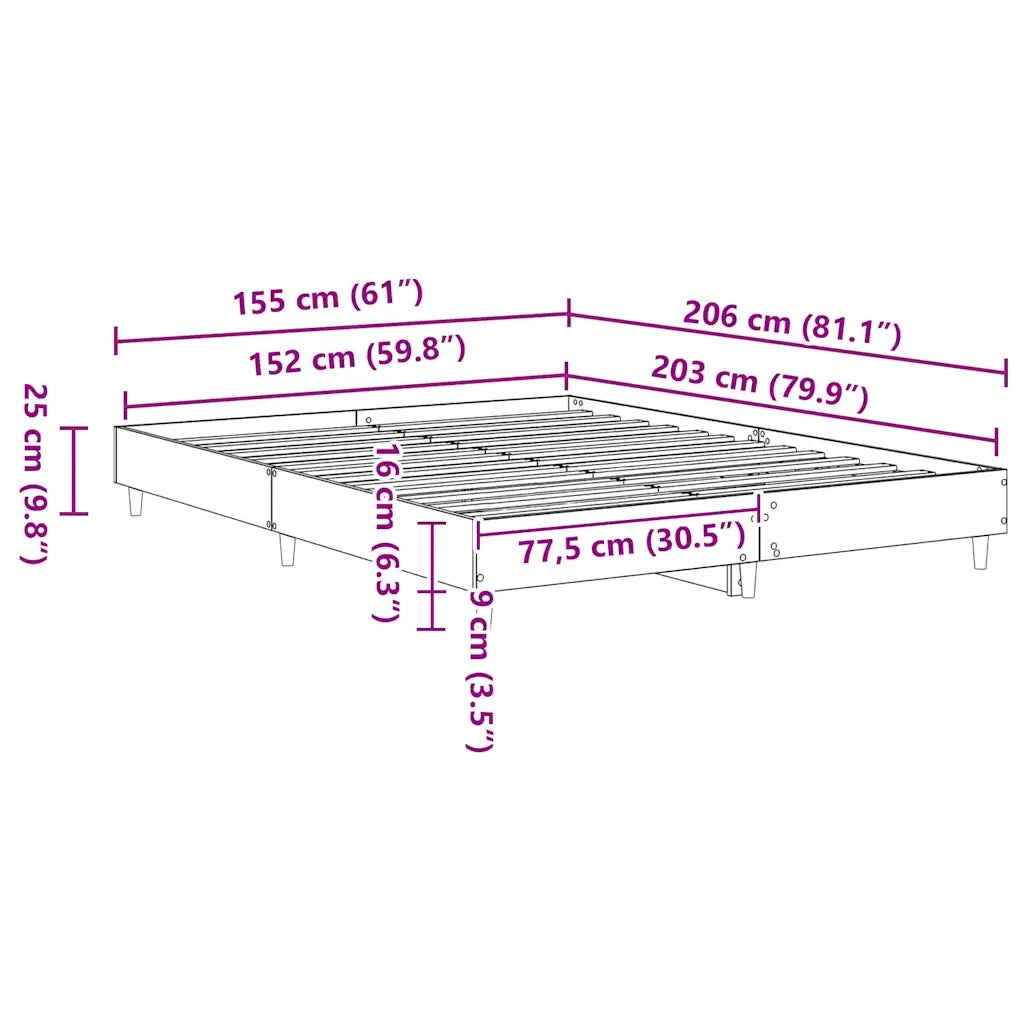 Struttura del letto 2 pcs Sonoma 152 x 203 cm Legno multistrato 3402866