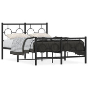 Letto matrimoniale | Letto per adulti | Giroletto con Testiera e Pediera Metallo Nero 120x190 cm
