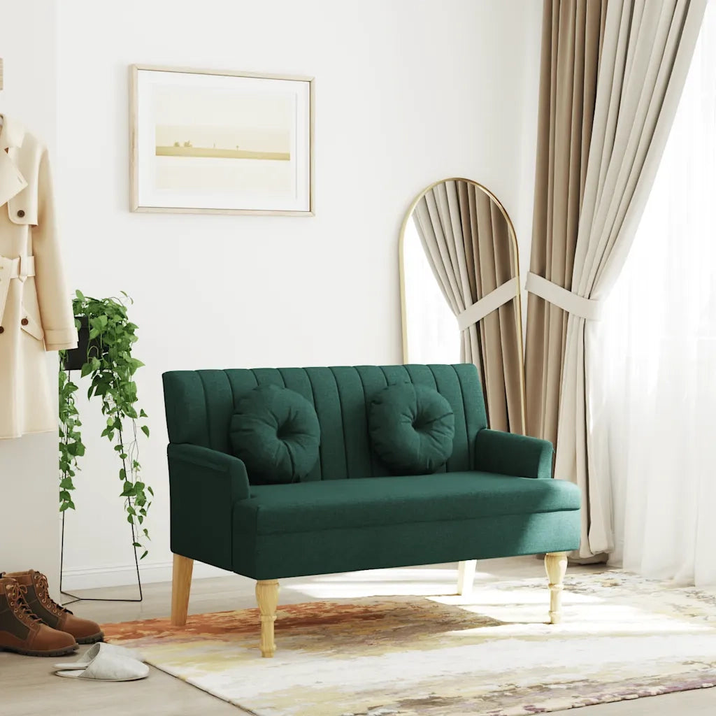 Panca con Cuscini Verde Scuro 113x64,5x75,5 cm in Tessuto 372134