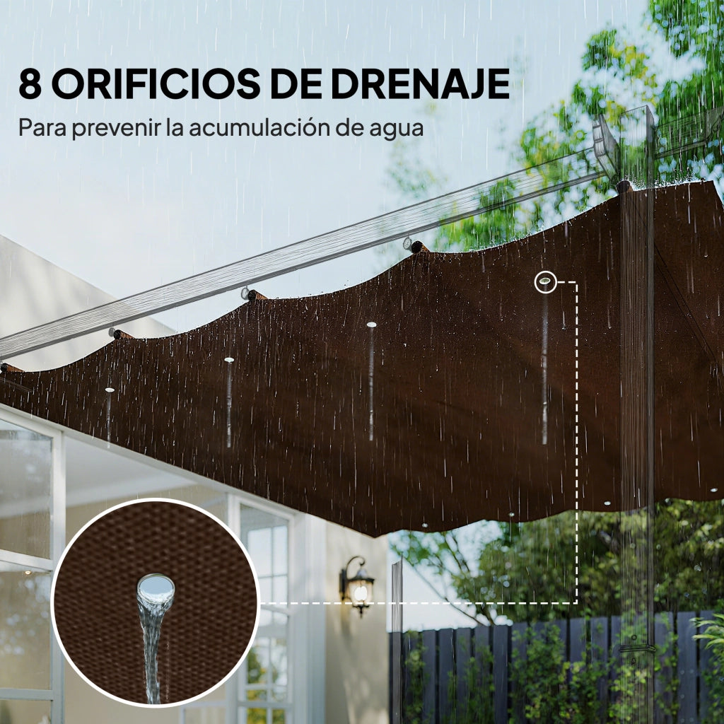 Toldo Retrattile 3x2,5 m per Pergola ¨C zephmum ¨C Colore Marrone