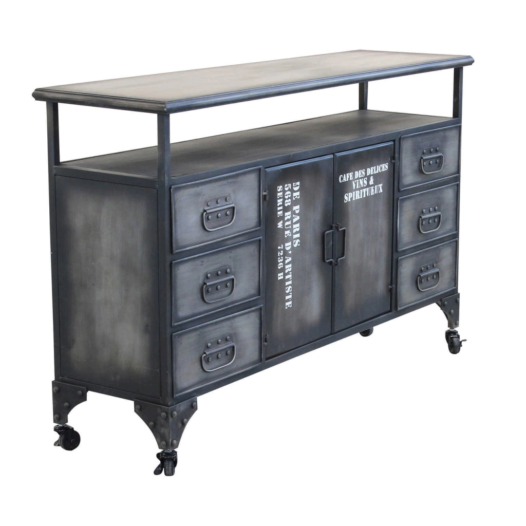 Madia per soggiorno Industrial in Acciaio cm 132 5x37 5x82 - HIRAM