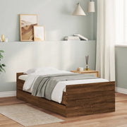 Giroletto con Cassetti-Struttura Letto con contenitore Rovere Marrone 75x190 cm Small Single 279179