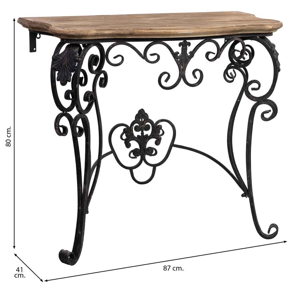 Console in legno e metallo finitura invecchiata 87x41x80h cm