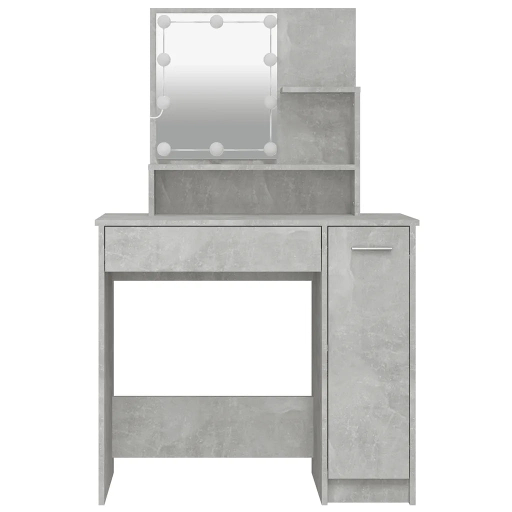 Toeletta | Tavolo da Trucco con LED Grigio Cemento 86,5x35x136 cm
