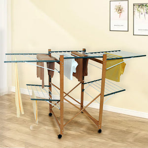 Stendibiancheria Estensibile da Esterno Interno Pieghevole Salvaspazio 2 Livelli