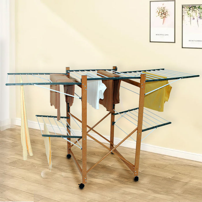 Stendibiancheria Estensibile da Esterno Interno Pieghevole Salvaspazio 2 Livelli