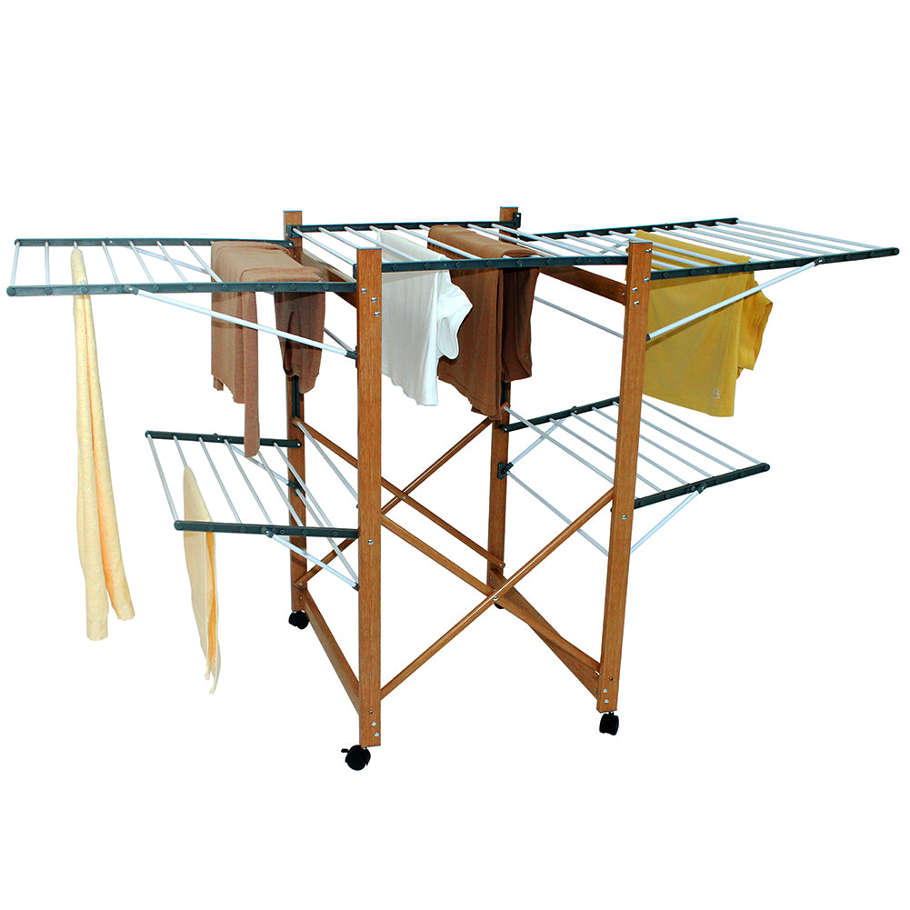 Stendibiancheria Estensibile da Esterno Interno Pieghevole Salvaspazio 2 Livelli