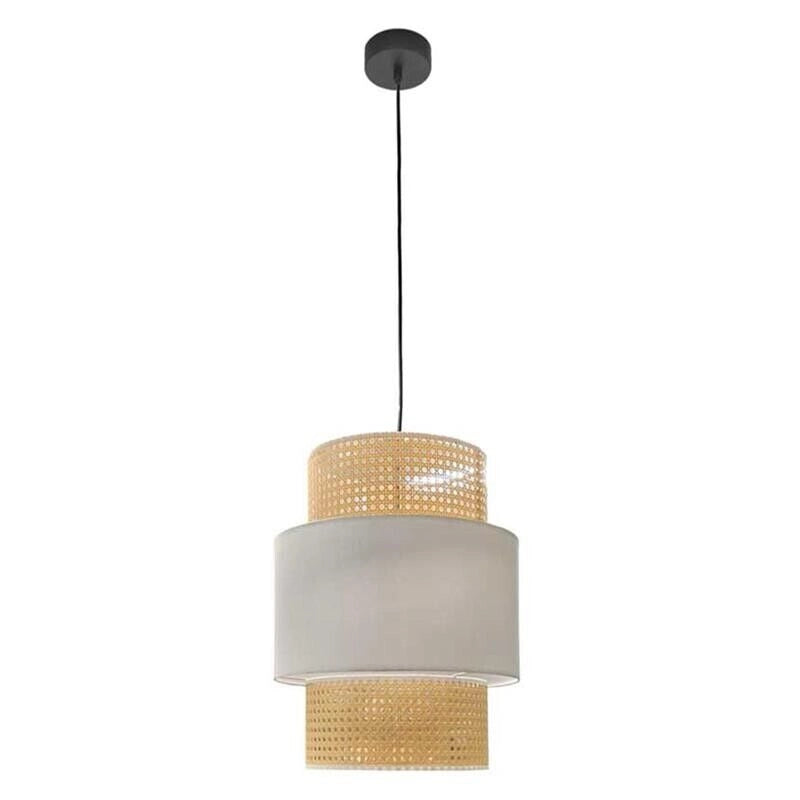 LAMPADARIO IN VIMINI 30 X 44 CM COLORE BEIGE E BIANCO