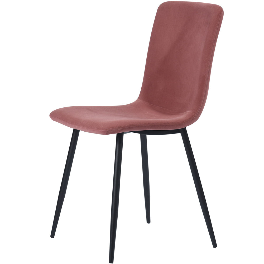 Set 4 Sedie per Sala da Pranzo in Velluto Rosa con Gambe Nere Seduta Ergonomica