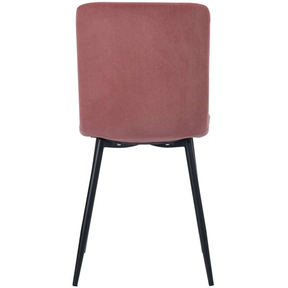 Set 4 Sedie per Sala da Pranzo in Velluto Rosa con Gambe Nere Seduta Ergonomica