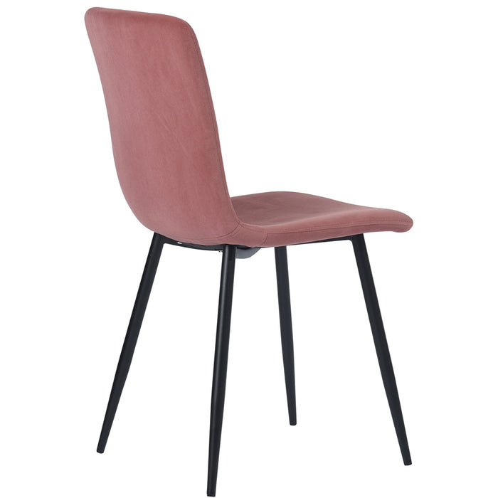 Set 4 Sedie per Sala da Pranzo in Velluto Rosa con Gambe Nere Seduta Ergonomica