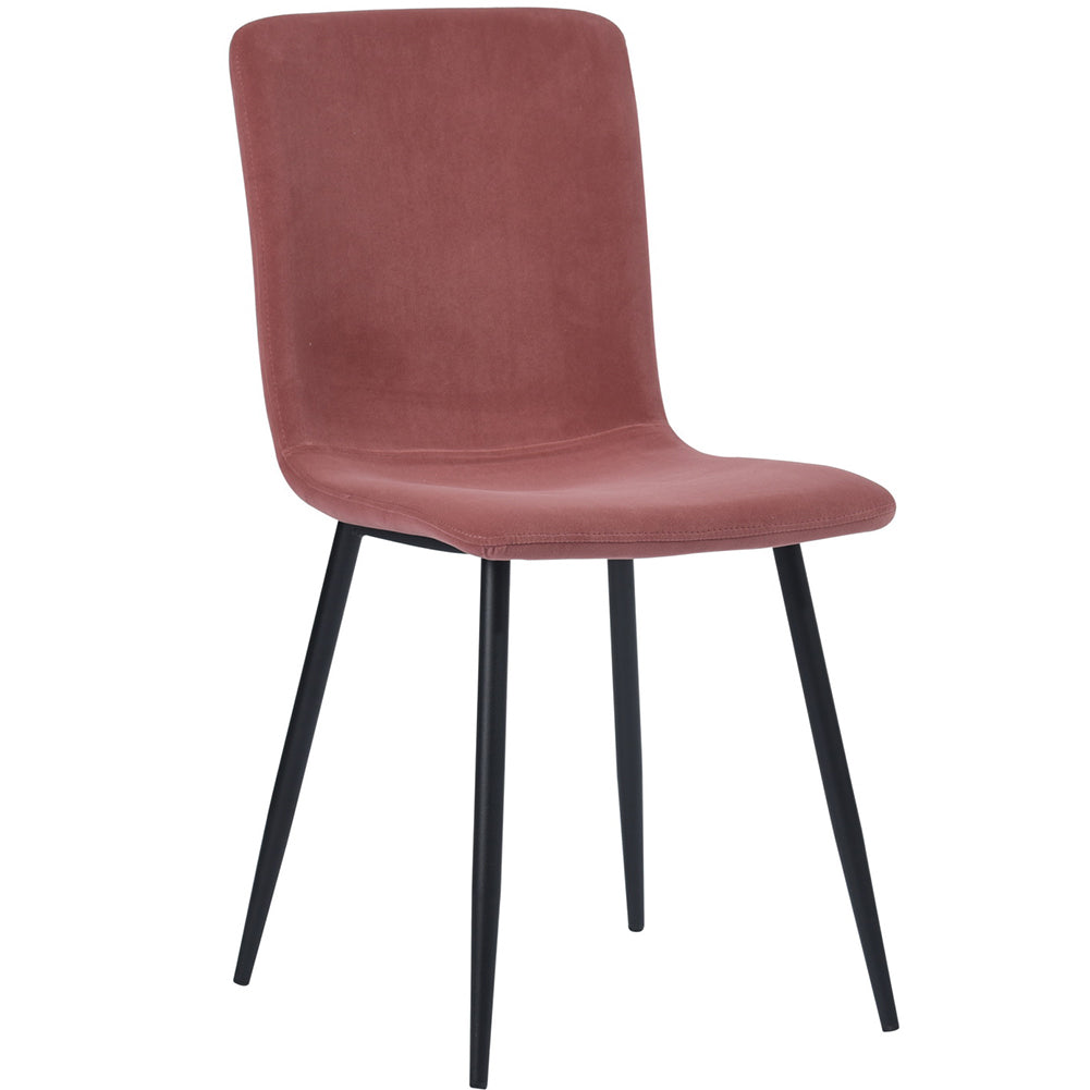 Set 4 Sedie per Sala da Pranzo in Velluto Rosa con Gambe Nere Seduta Ergonomica