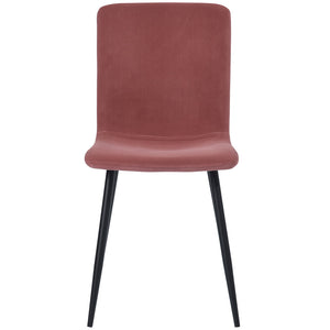 Set 4 Sedie per Sala da Pranzo in Velluto Rosa con Gambe Nere Seduta Ergonomica