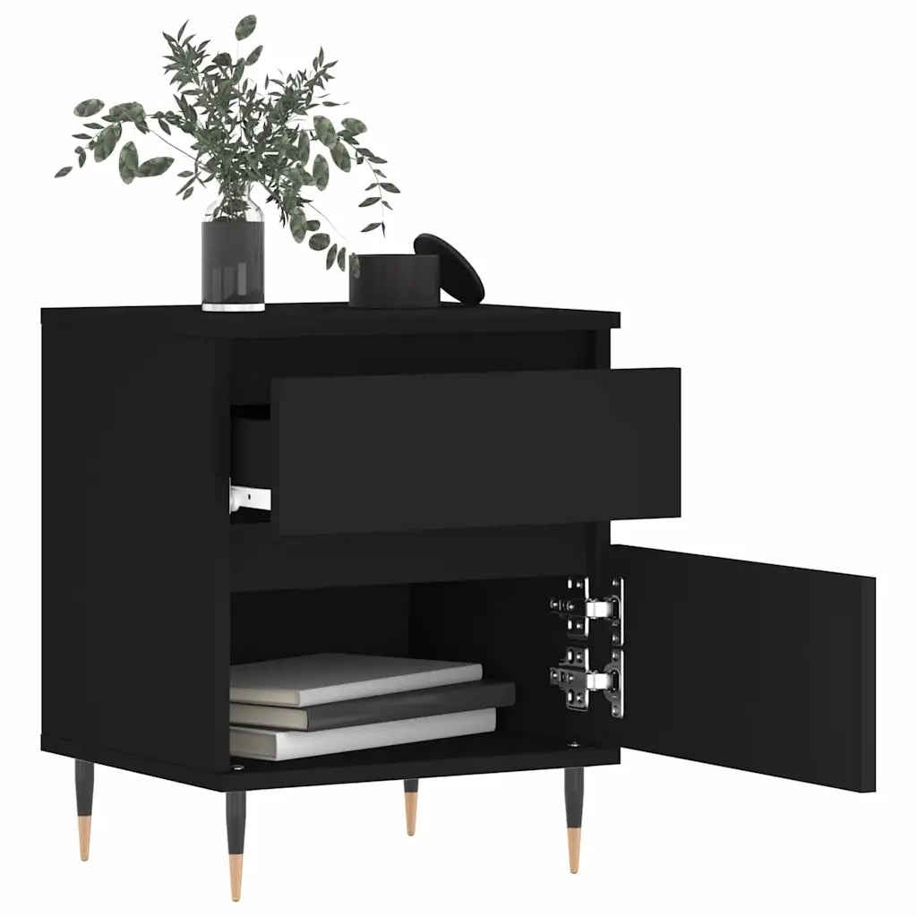 Comodino | Armadio da Notte | Mobiletto da notte Nero 40x35x50 cm in Legno Multistrato