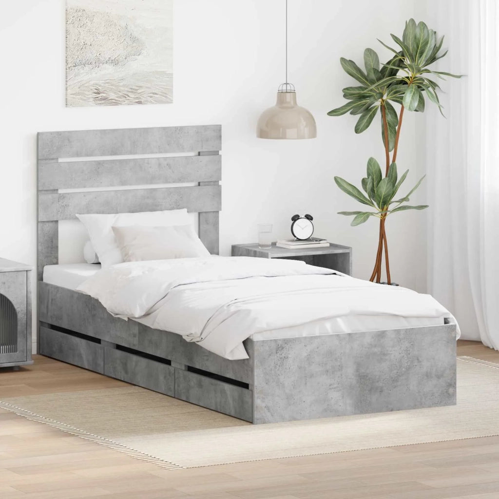 Struttura del letto con cassetto Grigio cemento 90 x 190 cm 3411536